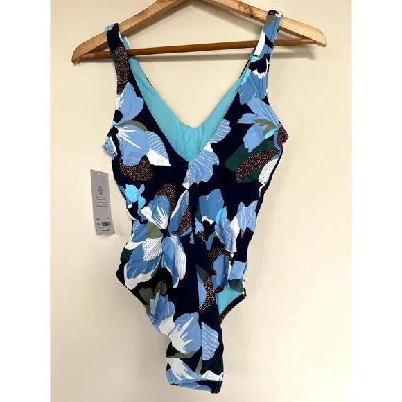Athleta Blue Floral Tropical One Piece Swimsuit XS - Picture 12 of 14